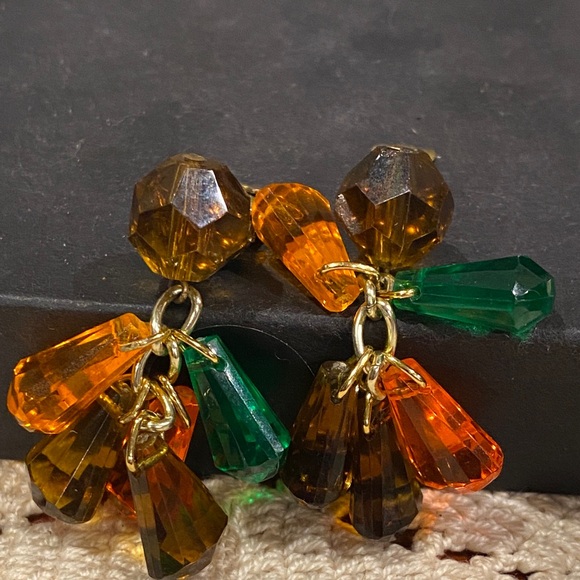 Western Germany Jewelry - Western Germany Elegant Multicolor Dangle Clip Earrings